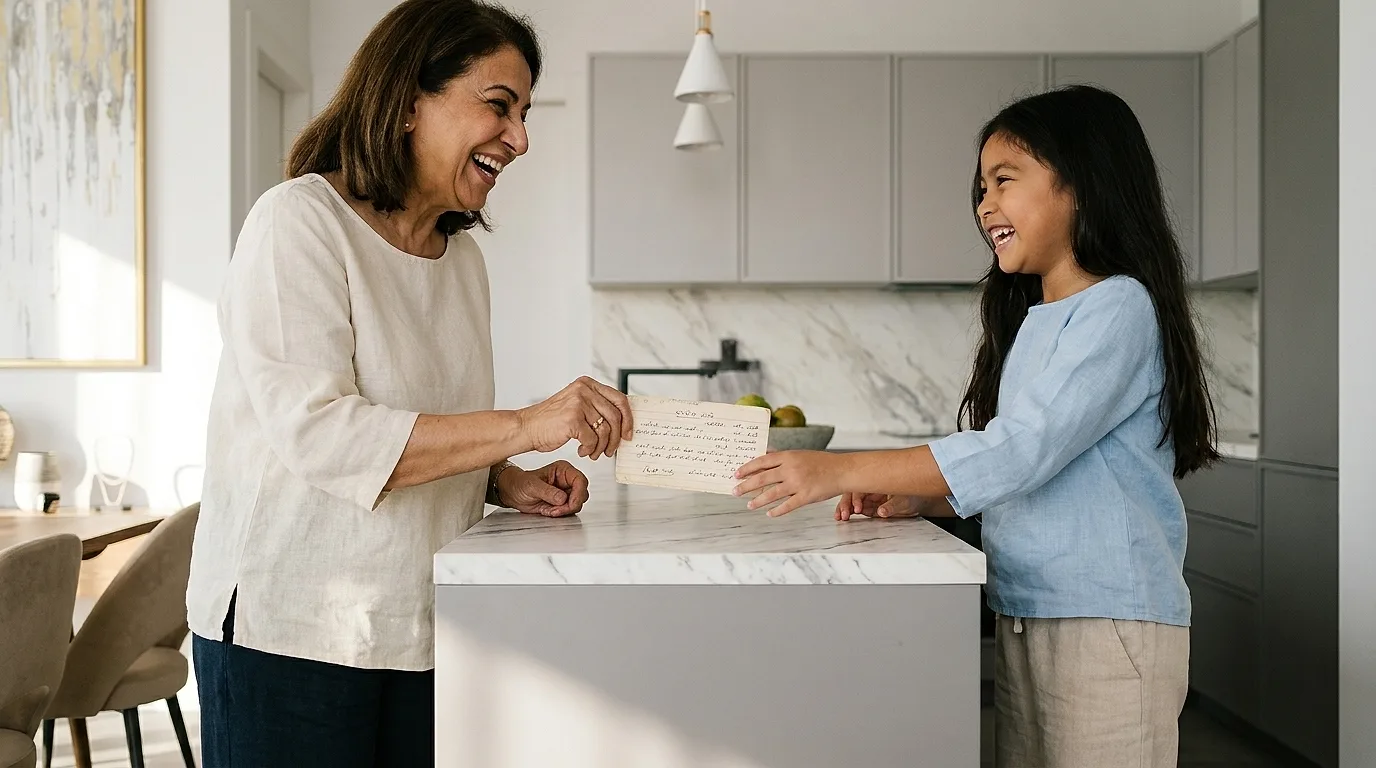 Recipes at the kitchen island