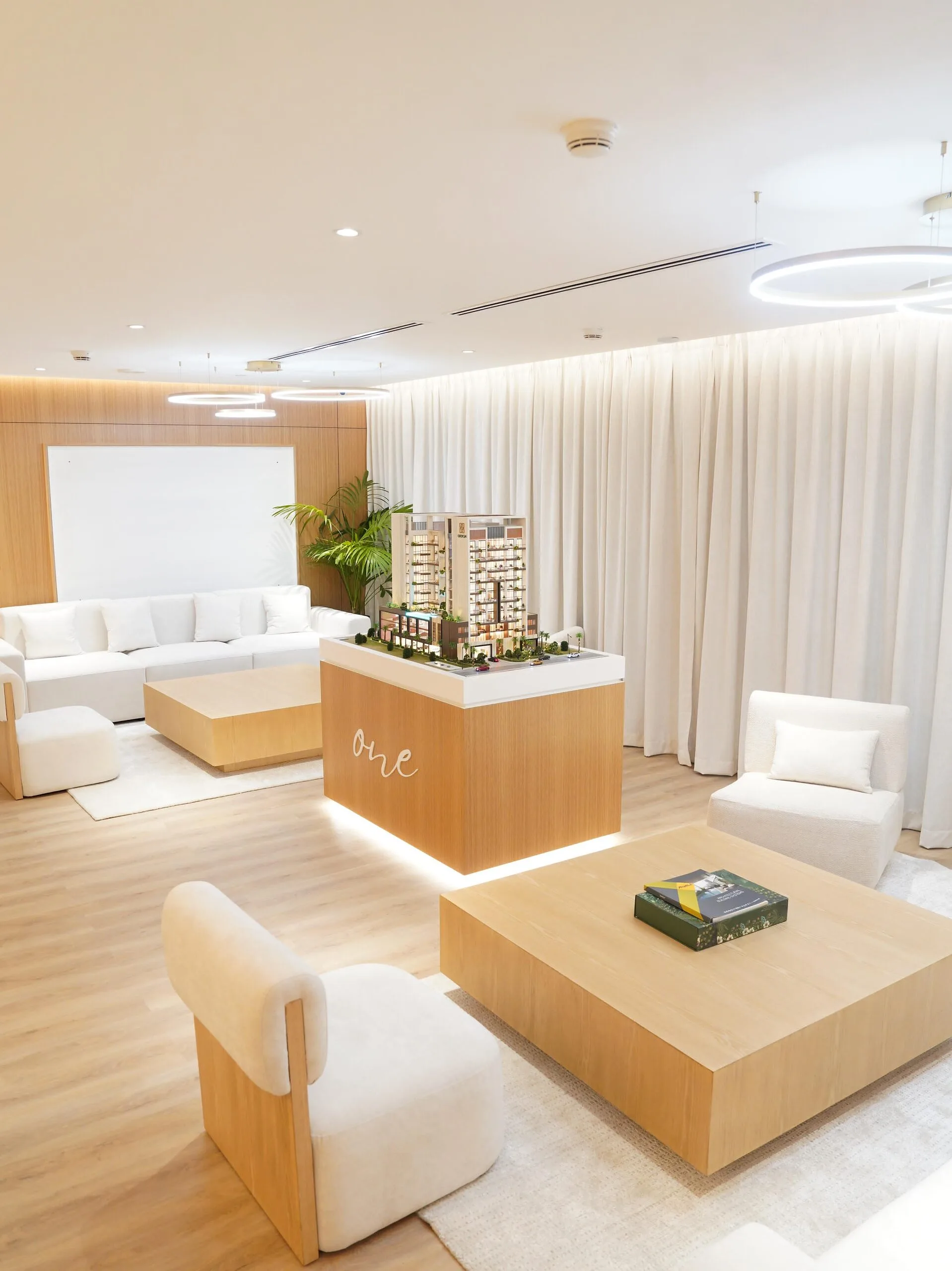 Sales gallery with the scale model